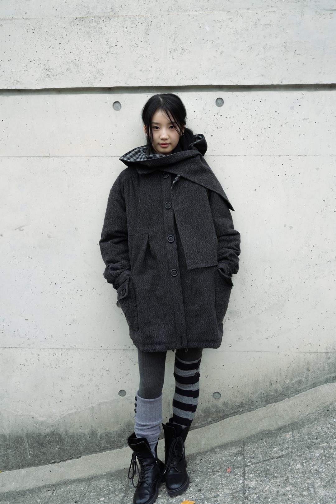 Muffler coat, charcoal
