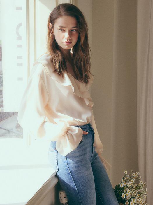 Fleur Blouse - White, Peach