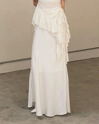 stalk satin flare long skirt (2color)