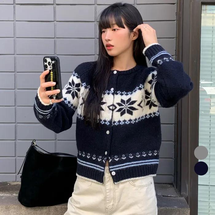 [뉴뉴,여울 Pick]Snowflake wool blended cardigan [TIWT02CD02]_2color