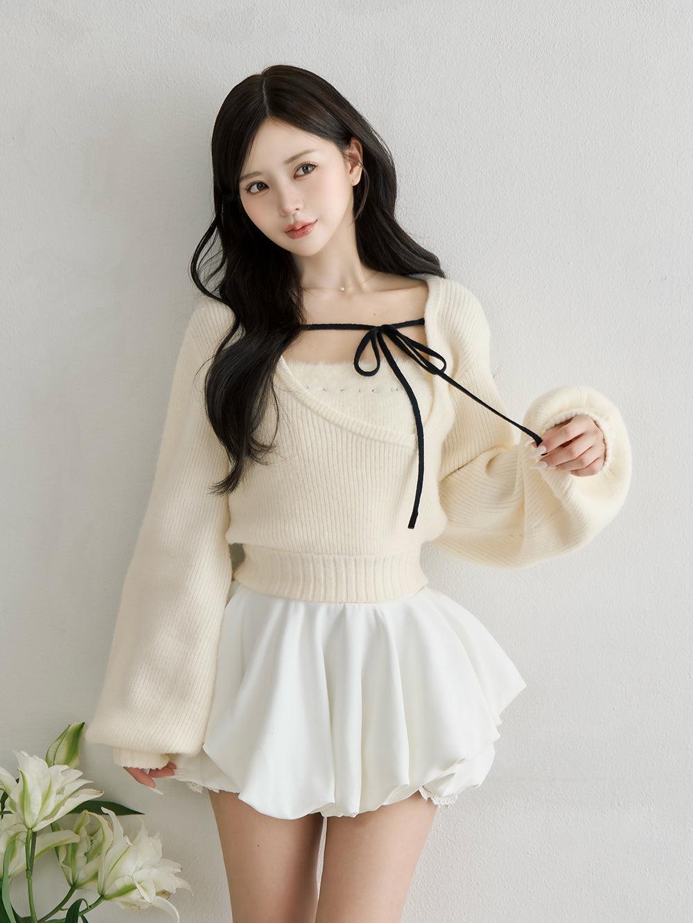 【予約商品】アシメレイヤードニットトップス