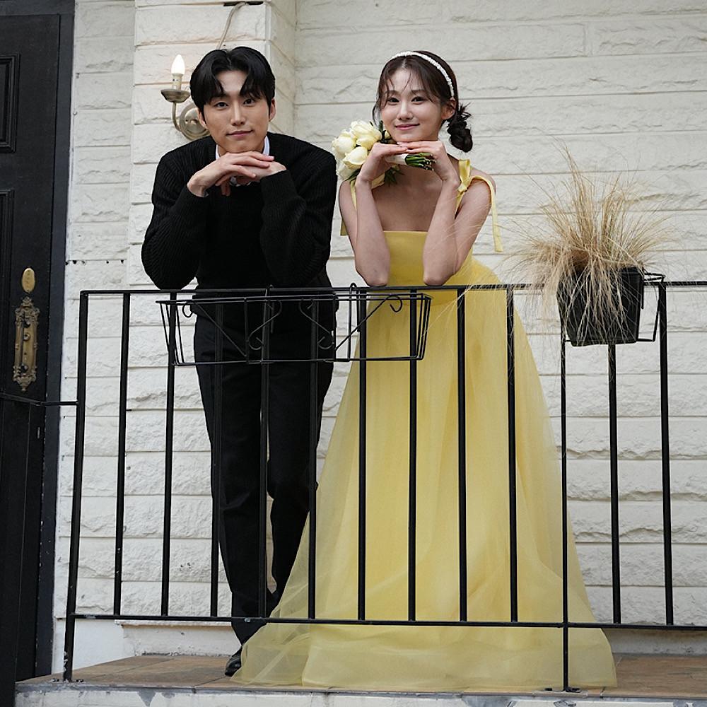 (대여) 타낫 옐로우 튤 미카도 리본 유색 셀프웨딩 촬영 드레스 피로연 2부