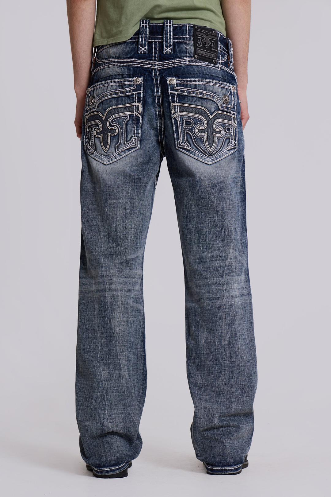 Rock Revival Mid Blue Gwen Flared Jeans - W34 / Blue