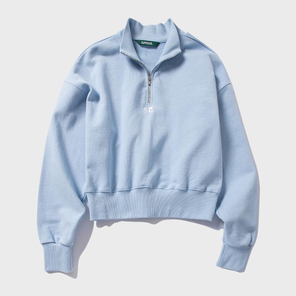 하프 집업 크롭 스웻셔츠 - 베이비 블루