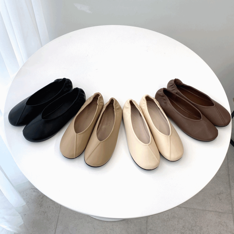 발볼이 편안 둥근코 밴딩 플랫슈즈