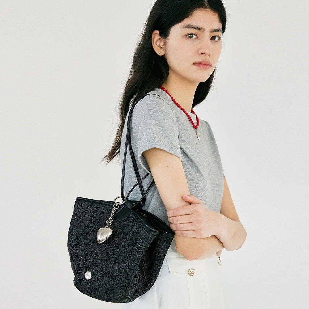 H Holiday Ratan Bucket Bag_Black
