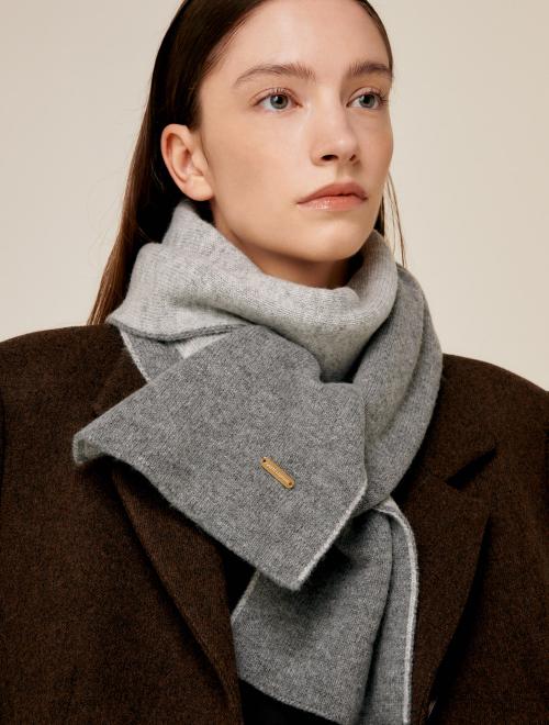 양면 배색 머플러 그레이