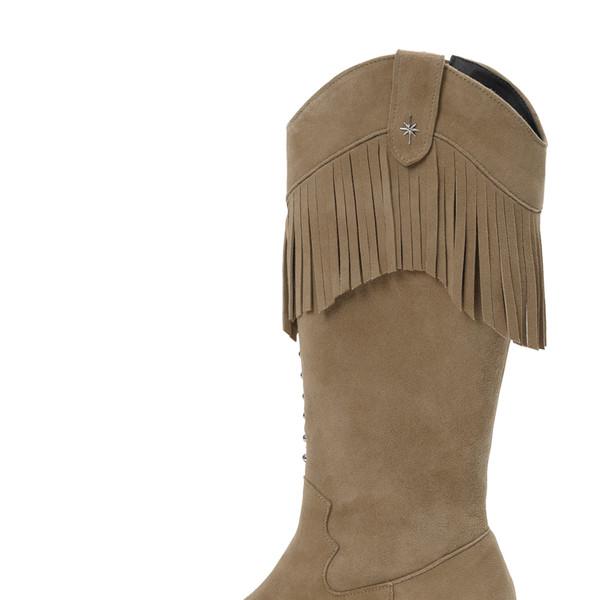 Suede fringe boots (taupe)