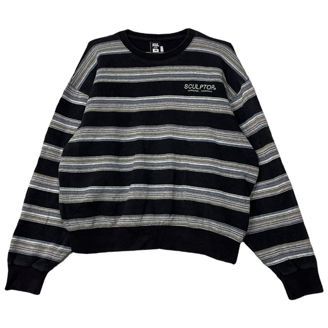 스컬프터 빈티지 스트라이프 블랙 맨투맨 MEDIUM | 후루츠패밀리