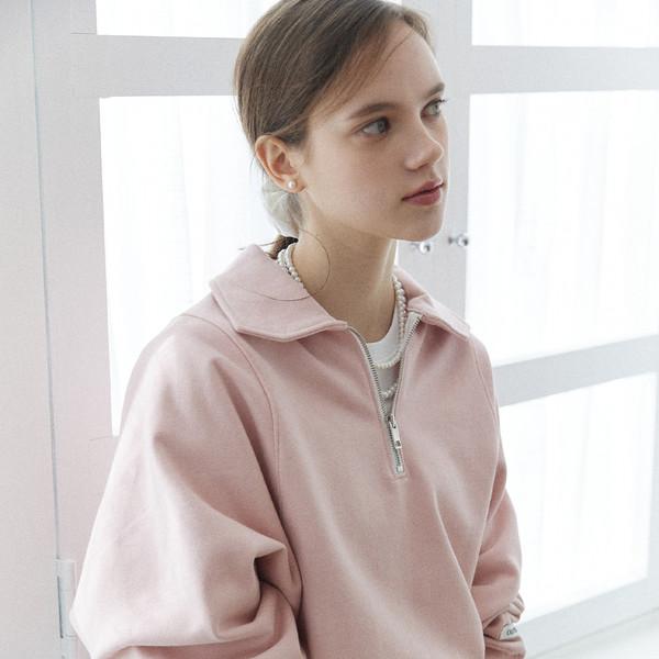 [2/7 예약배송] Lea Half Zip-Up Sweatshirt - Light Pink