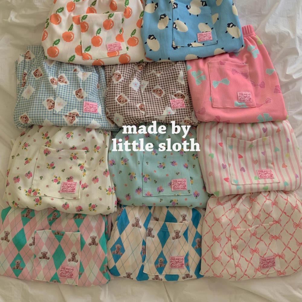 [made] 와이드 와플 팬츠 곰돌이 리본 꽃 파자마 잠옷 바지 11col