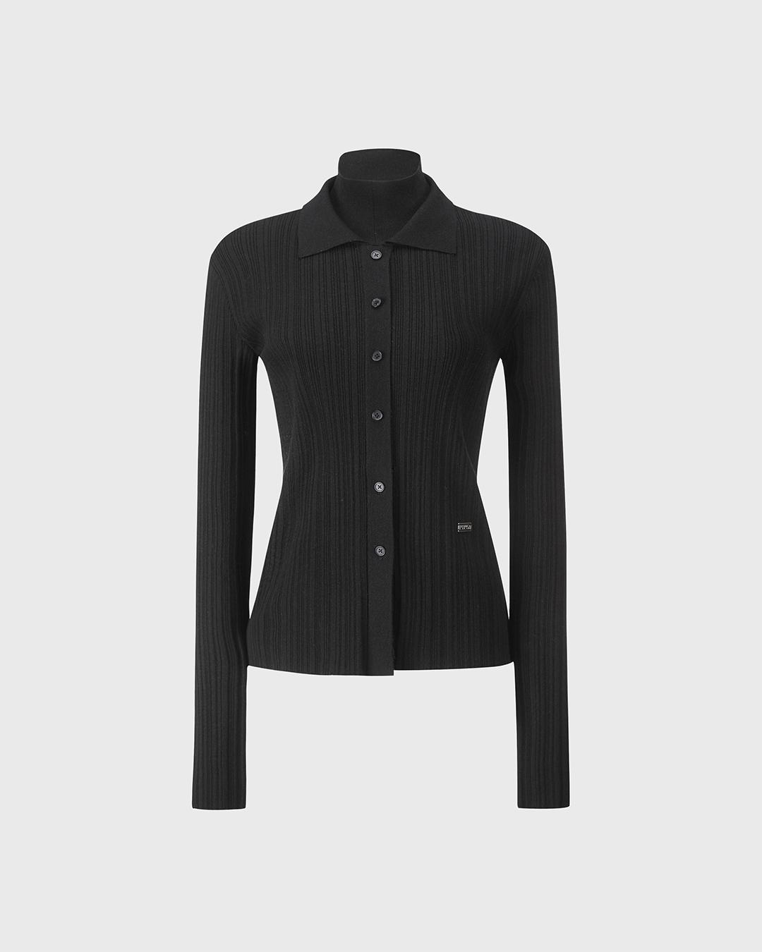 PLEATS CARDIGAN PULLOVER_BLACK