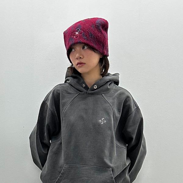 GARMENT DYED WAVE HOODIE / charcoal