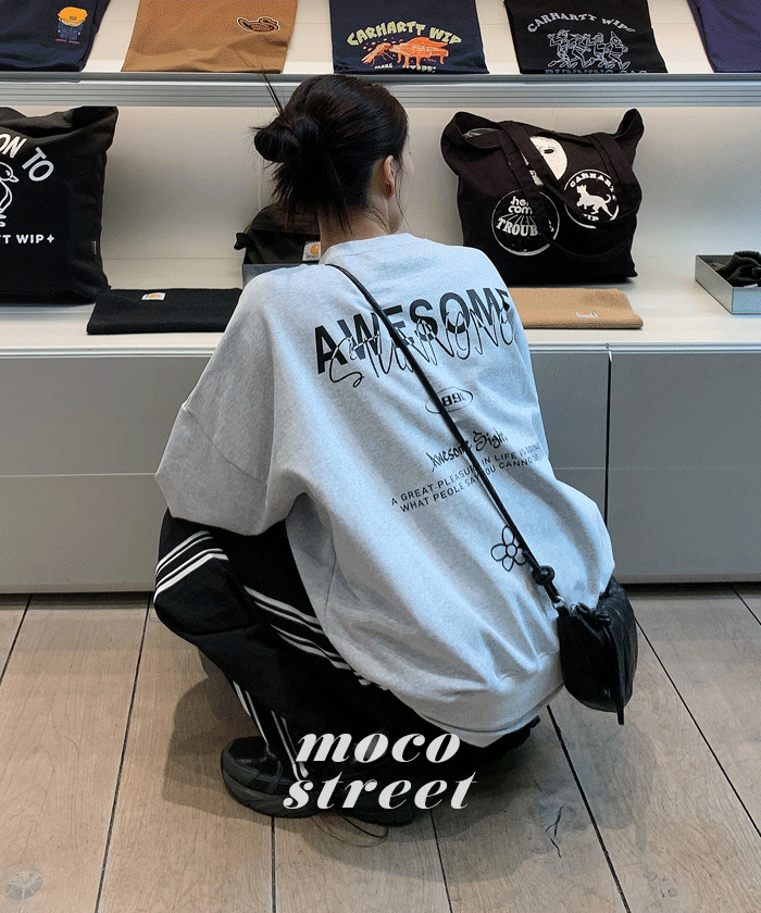 [MADE/오늘출발&무배]어썸스터닝맨투맨 #영문나염 #나염맨투맨 #오버핏맨투맨