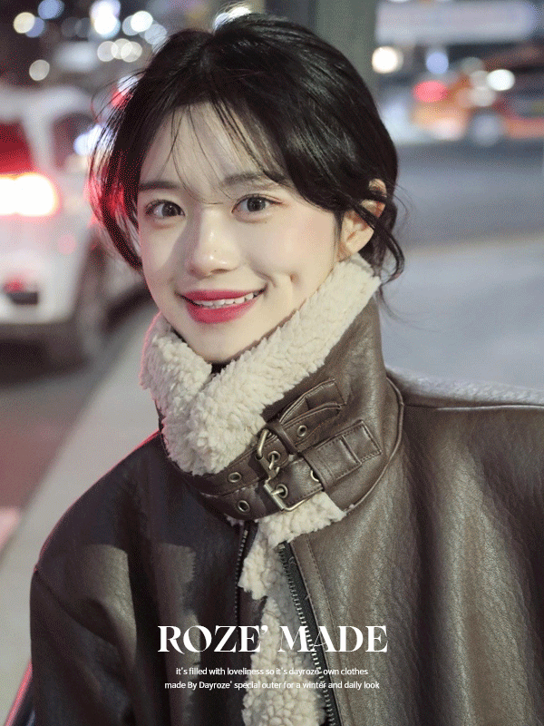 데이로제 [MADE] 블라디 레더 크롭 무스탕 (2color)