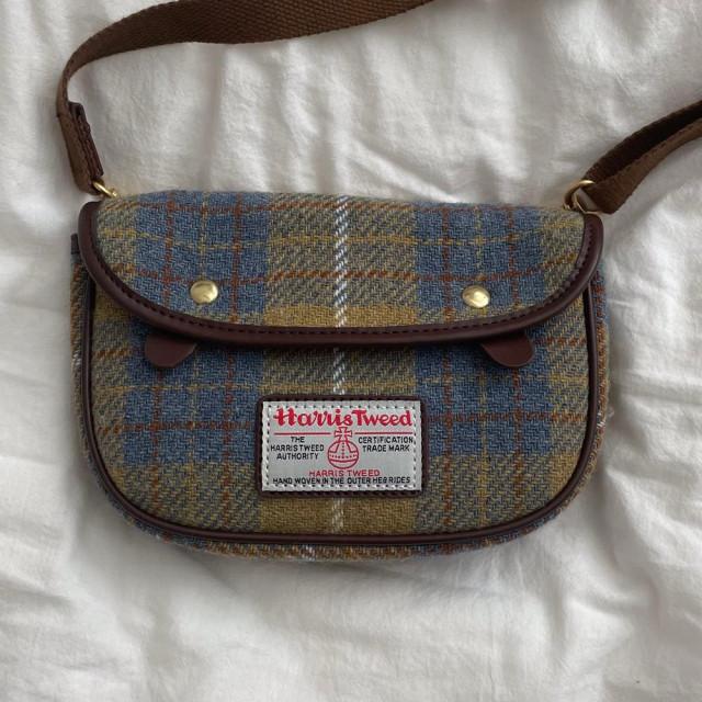 (당일발송)봄 옐로우 울 브리티쉬 영국 체크 가방 트위드 크로스 미니 백