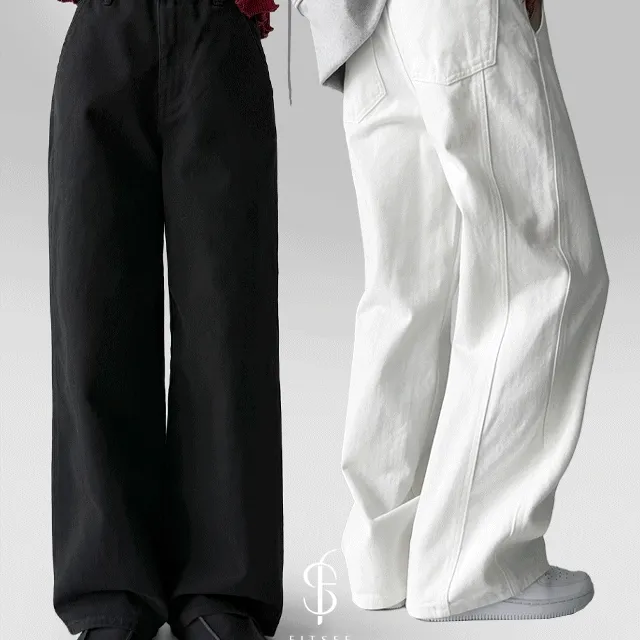 [~2XL/3기장] 카카오닙스 백라인 핏고정 정핏 와이드 일자핏 컬러 팬츠 바지