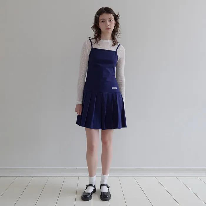 Pk Pleats Dress (Navy)