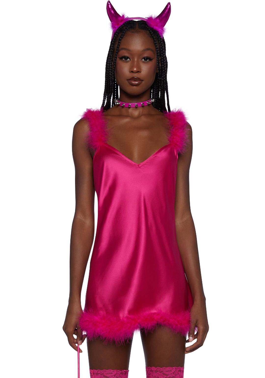 Friend Of The Devil Costume Set - Hot Pink - PINK / SMALL