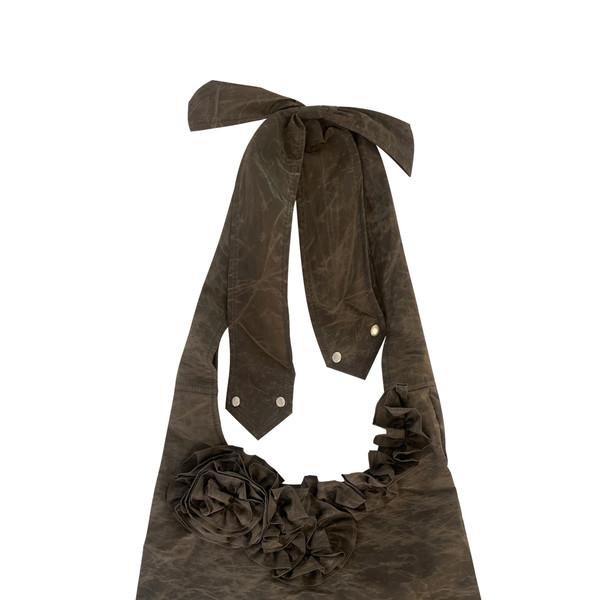 [45% OFF] NYLON FLOWER HOBO CROSS BAG (MOCHA)