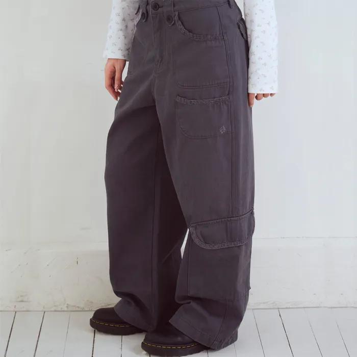 Double Pocket Cargo Pants, Charcoal