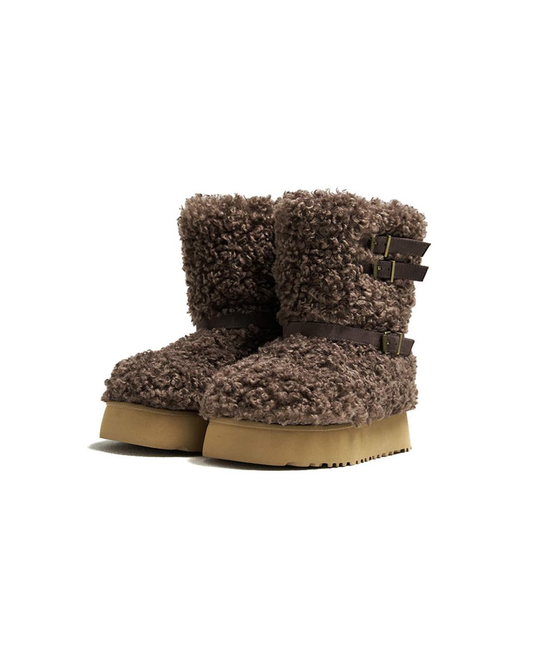 Shearing Buckle Boots [BROWN]