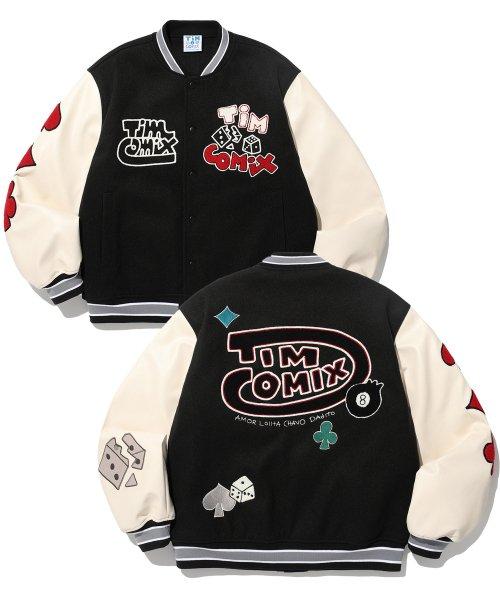 TRUMP & DICE VARSITY JACKET BLACK