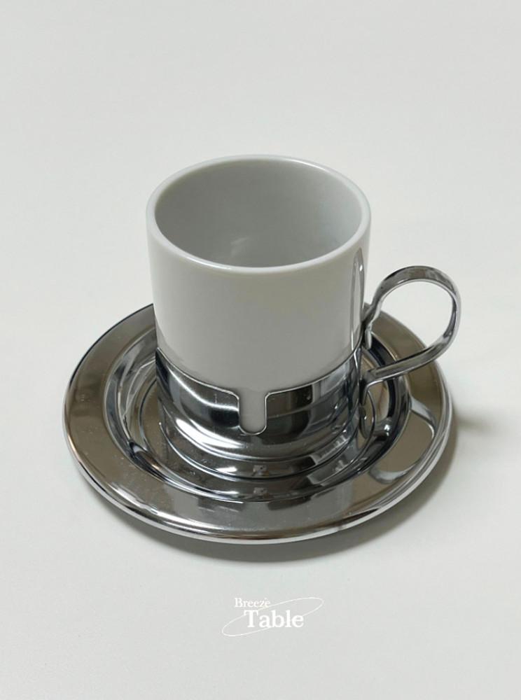 [중고]VINTAGE 빈티지 세라믹 스테인리스 에스프레소 글라스 컵