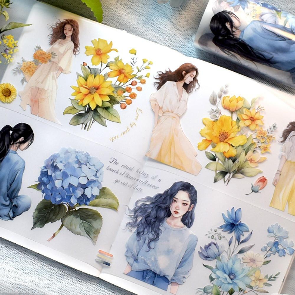 빈티지다꾸 인물 플라워 pet 마스킹 테이프