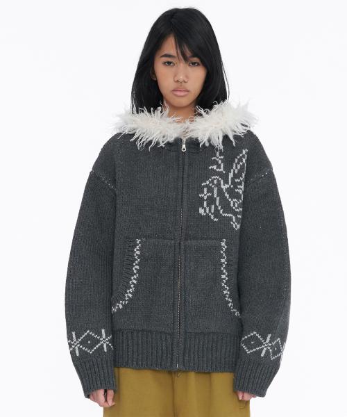 Fur Cowichan Hoodie Charcoal