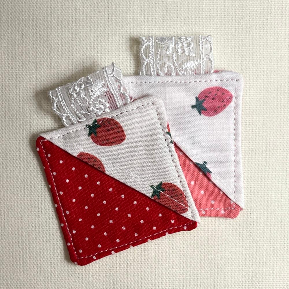 딸기패치 북마크 책갈피 패브릭책갈피