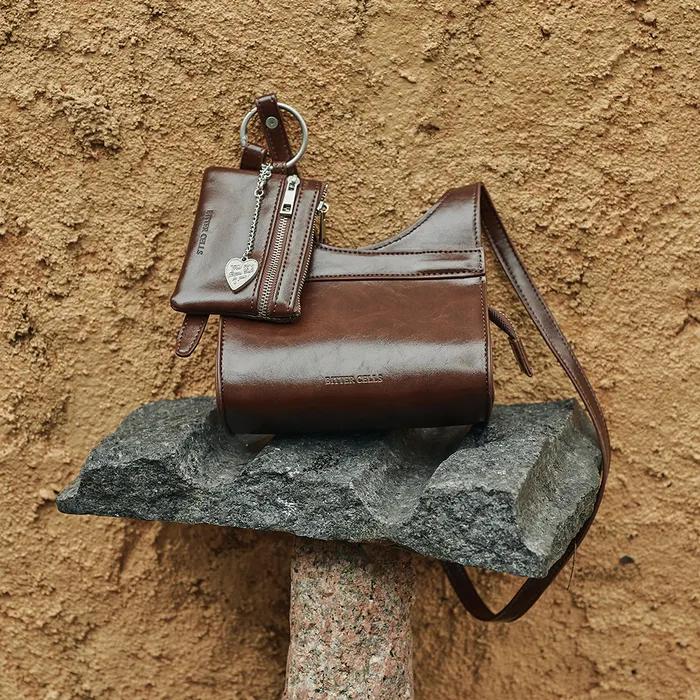 Glaze Mini Cross Bag & Card Wallet Set-Brown