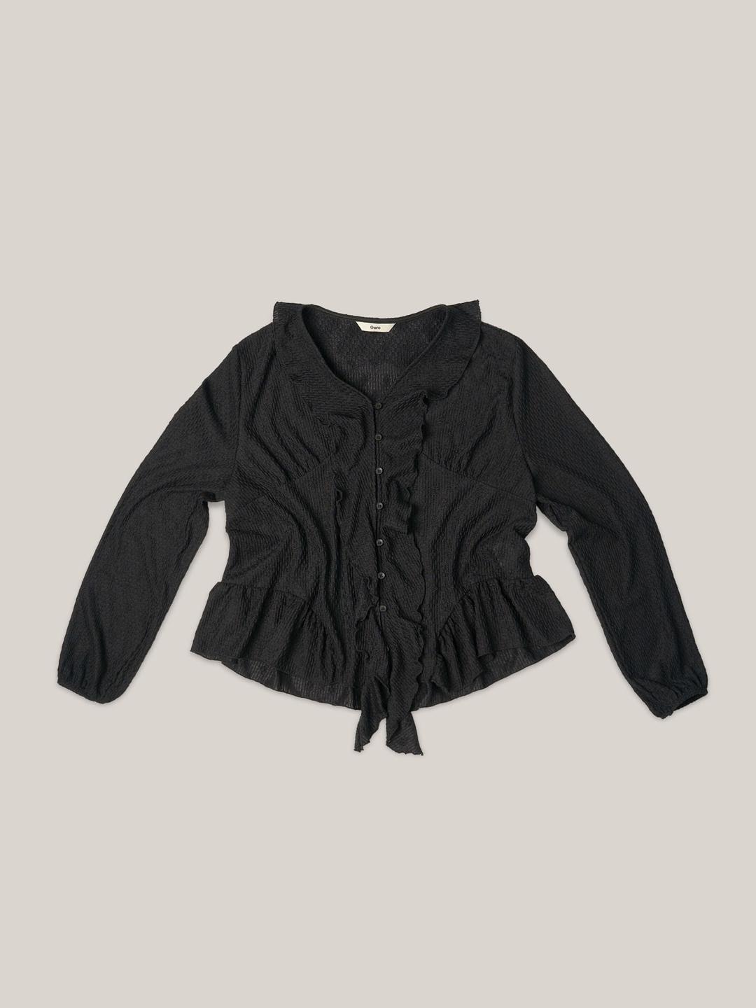 FLORAL JERSEY BLOUSE [ BLACK ]