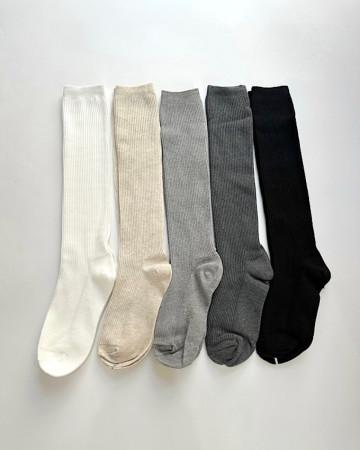 베이직 골지 니삭스 롱 여자 면 반양말