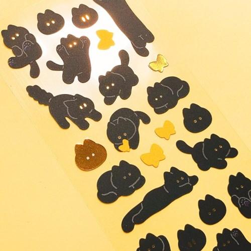 반짝반짝 검은 꼬앵 칼선 스티커