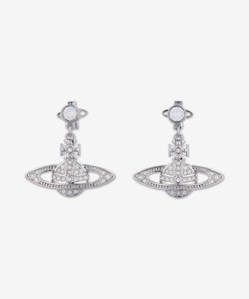 미니 바스 릴리프 드롭 귀걸이 - 플래티늄:화이트 오팔 크리스탈 / 6202002502P494