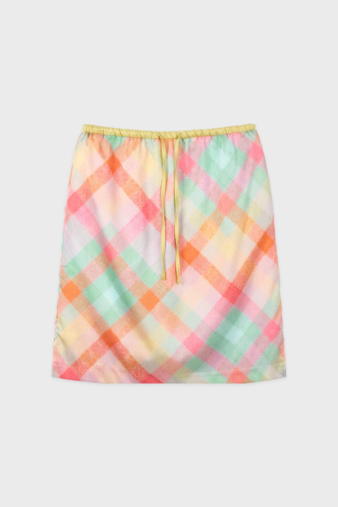 Check Printed Midi Skirt (Orange)