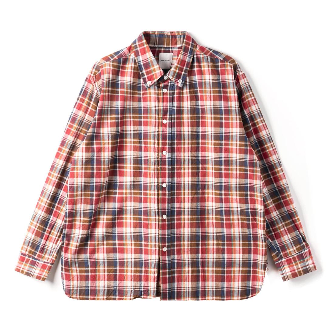 31-50-6194 Madras Check Buttondown Collar Shirt Red