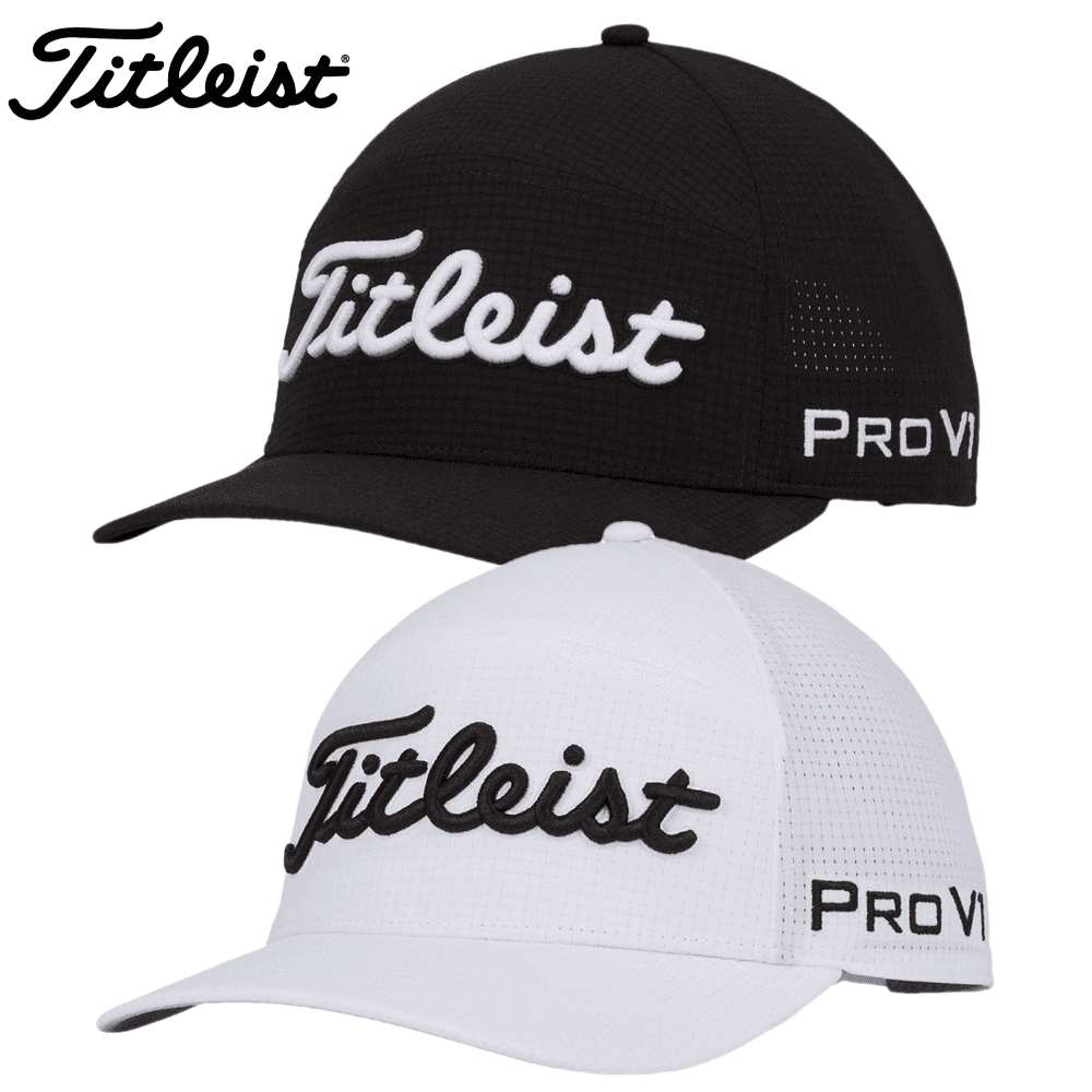 타이틀리스트 남녀공용 투어 퍼포먼스 페더 골프 스냅백 캡 매쉬 모자 블랙 화이트