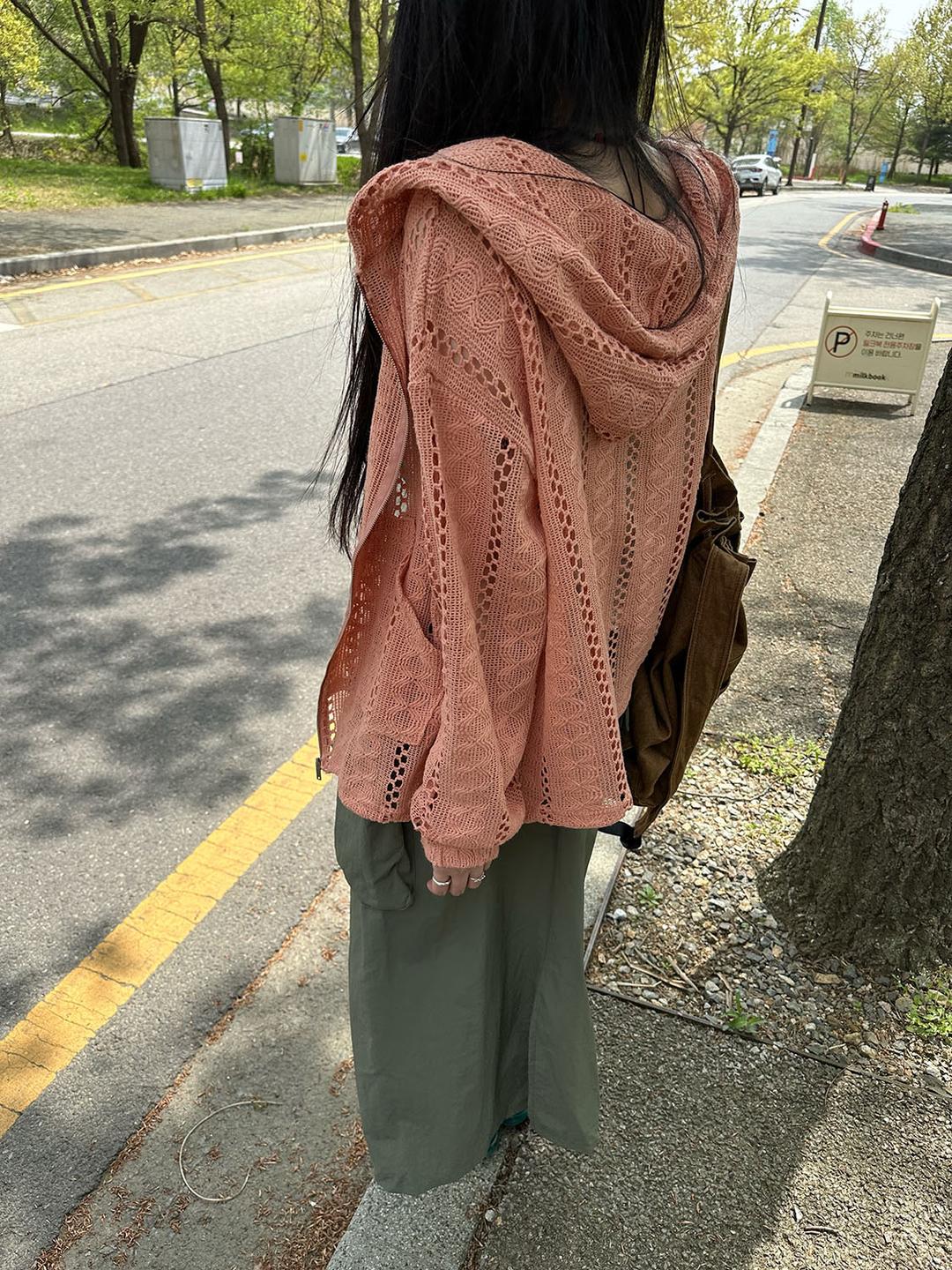 신시 cotton crochet hoodie zip-up / 코튼 크로쉐 후드집업