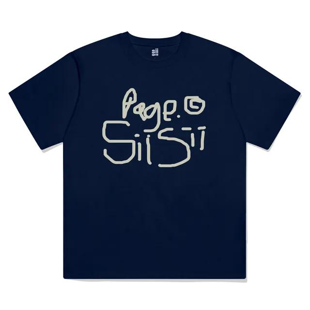 낙서 페이지시시 프린팅 반팔티 네이비