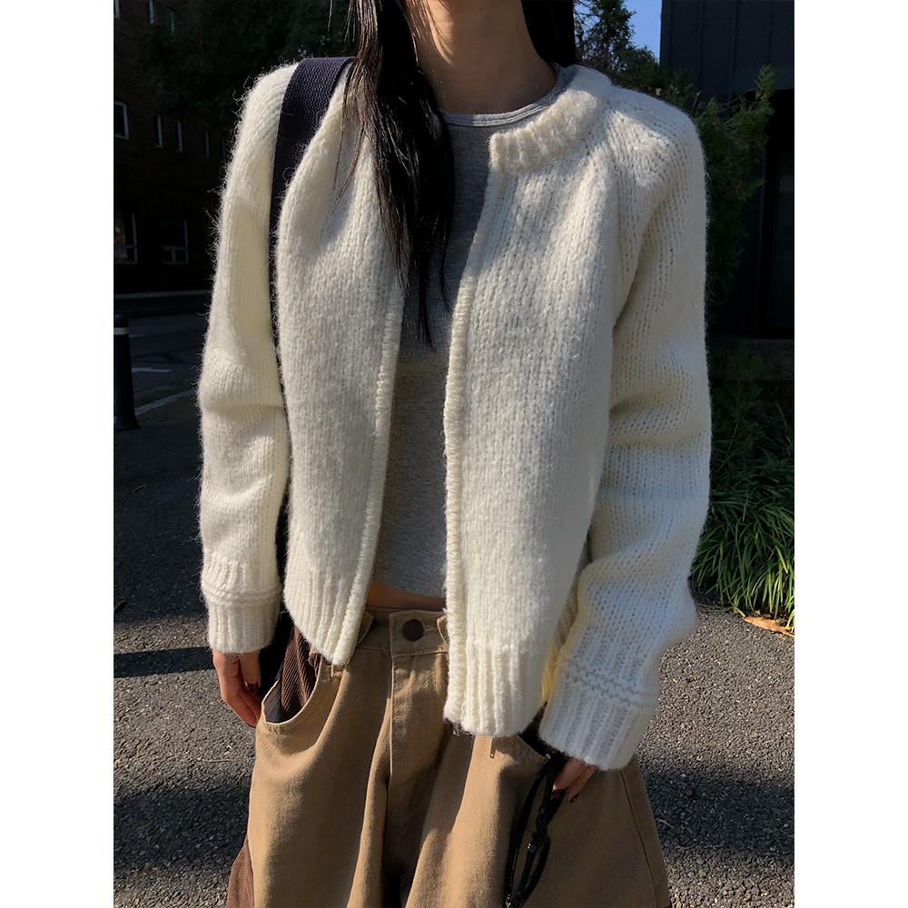 시어 알파카 울 니트 집업 (4color)