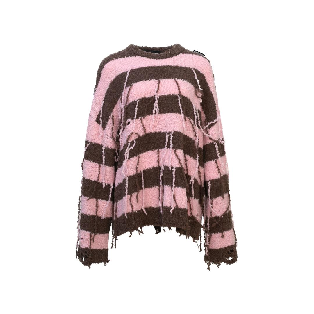 Tassel Pullover Sweater Pink Brown - XS