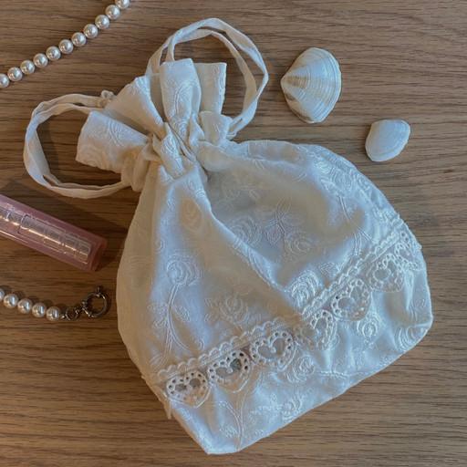 로즈 자수 레이스 복조리 파우치