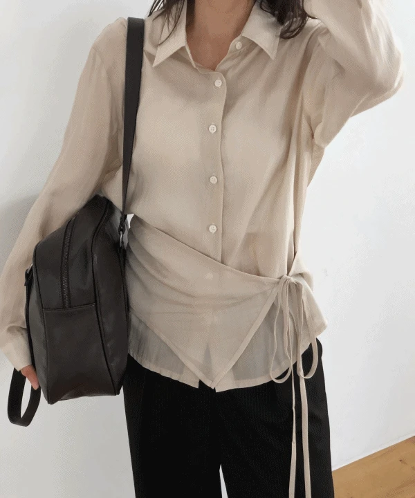 [가을신상✨/시스루] 오브제 실크 레이어드 랩 블라우스 3 color 가을하객룩블라우스