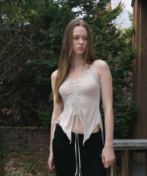 Cleo Cross Halter Sleeveless Top (Skin)