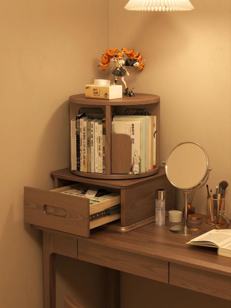 원목 우드 회전 책장 책꽂이 미니 도서 수납 정리대