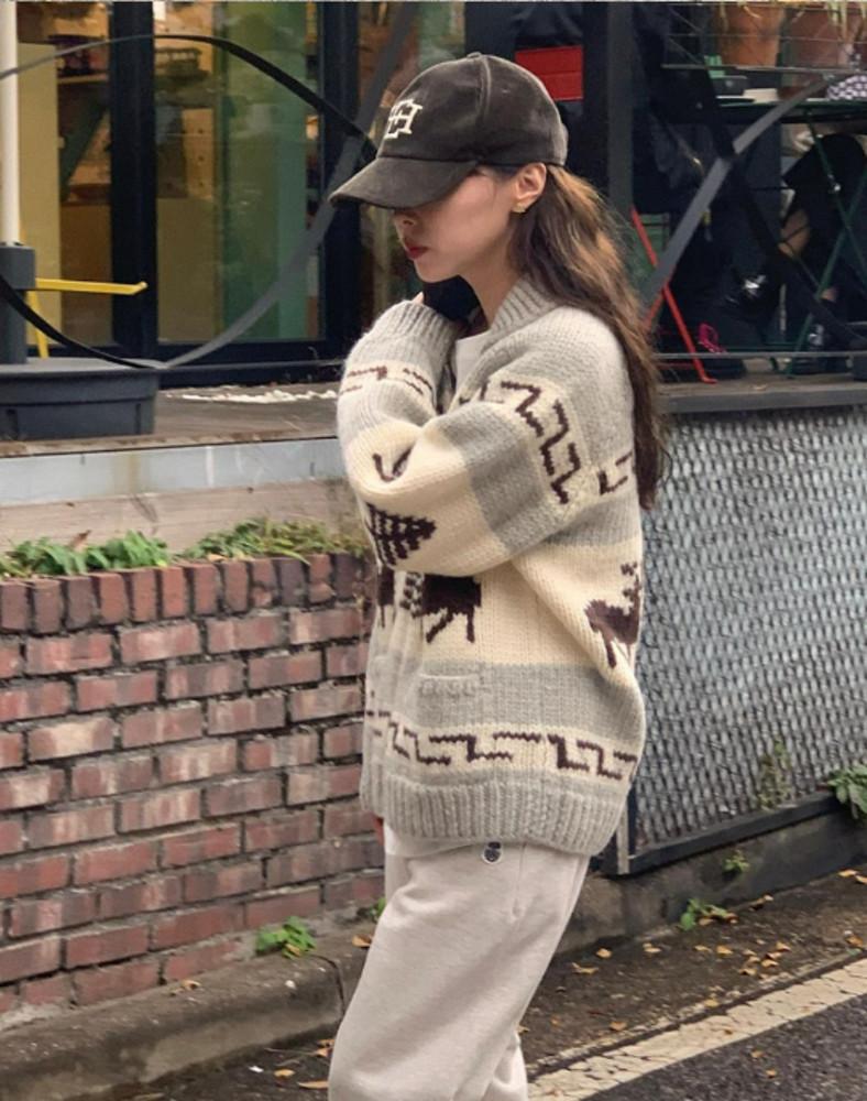 (그레이 당일) BR 디어 울100 니트 집업 (2col)