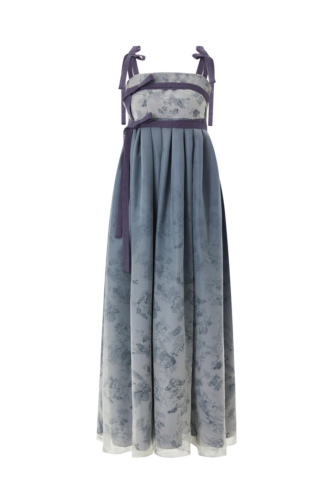 그레이 화조도 그라데이션 드레스