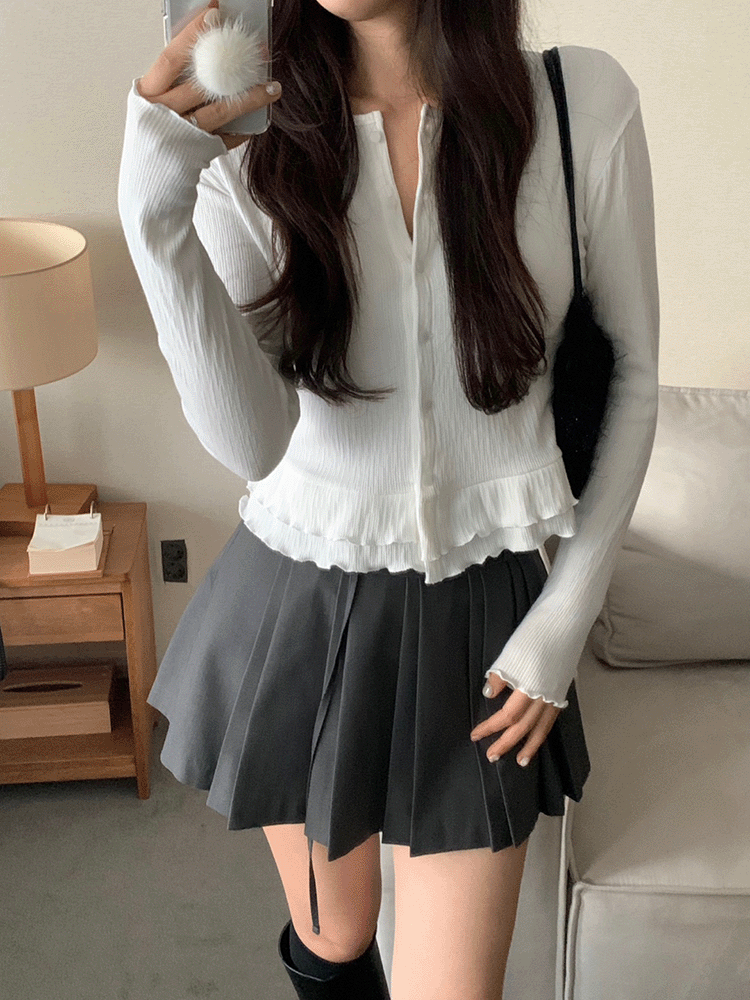 피터앤웬디 [💐러블리/슬림핏🌾] 미뇽 프릴 캉캉 가디건